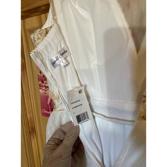 Emerald Sundae Dress Sz 7 Ivory Metallic Embroidered Wedding Party Ball Gown New - Picture 8 of 15